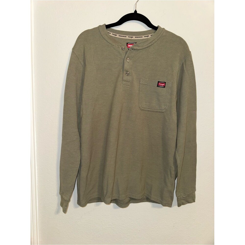 Wrangler Men’s Olive Green Long-Sleeve Henley Shirt